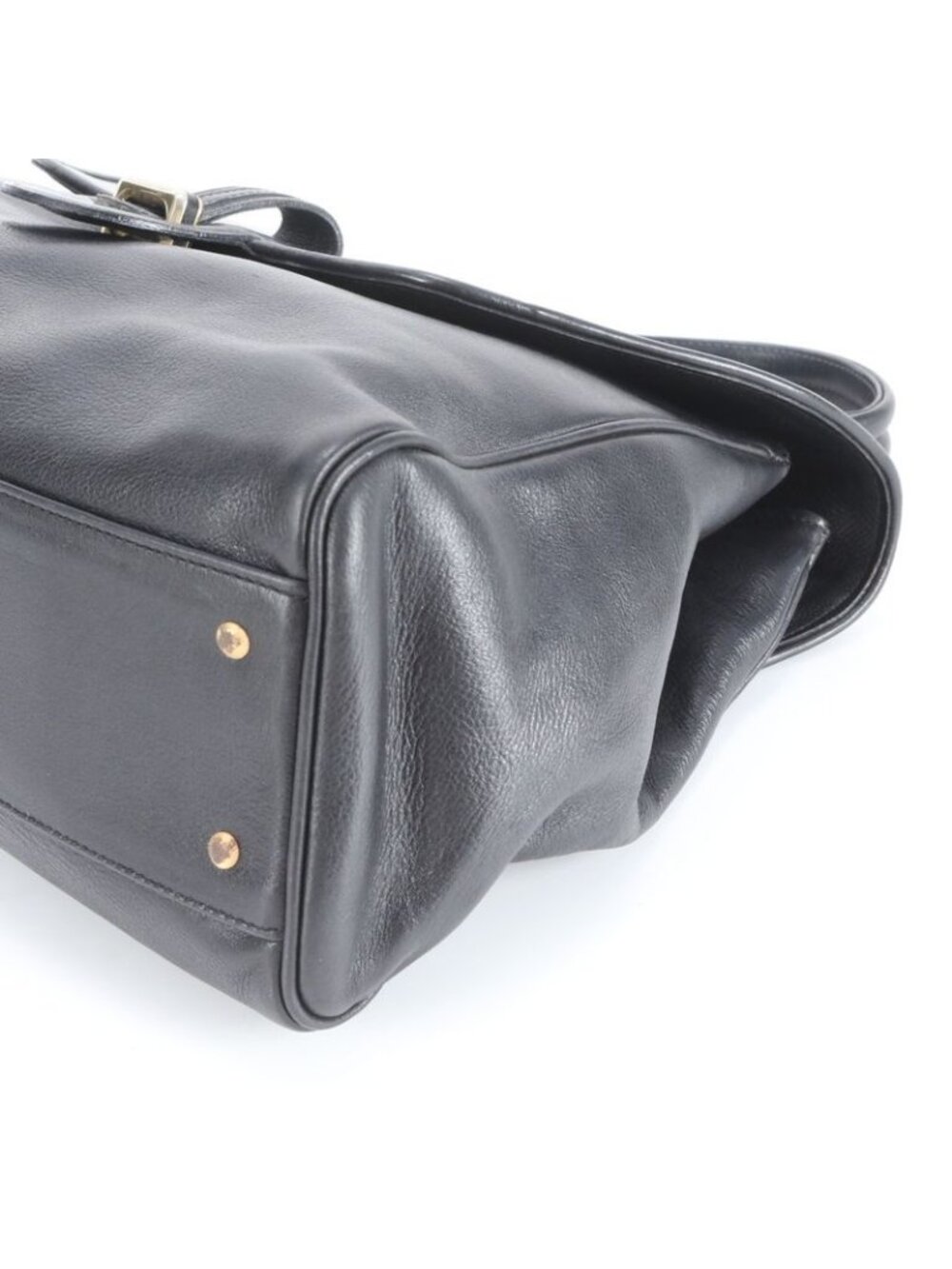 ★SOLD★ Celine Vintage Leather Handbag Tote Black Gold Ree - Picture 4 of 8